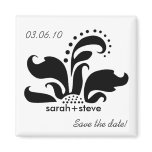 Black Damask Flower Save the Date magnets