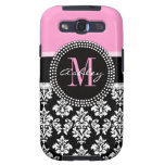 Black Damask Galaxy S3 Case | Monogram Pink