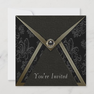Party Invitations Templates on Black Damask Gold Black Party Invitation Template From Zazzle Com