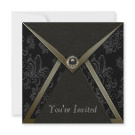 Black Damask Gold Black Party Invitation Template