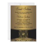 Black Damask Gold Classy Sweet Sixteen Party Personalized Invite