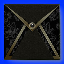 Black Damask Gold Trim Invitation Envelope