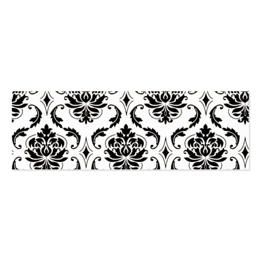 Black Damask Gold Wedding Favor Tag Business Card Template (back side)