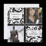 Black Damask  Graduation Farewell Invitation