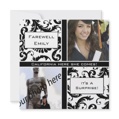 Black Damask  Graduation Farewell Invitation by samack