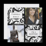 Black Damask  Graduation Farewell Invitation