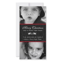 Black Damask Holiday Card Customized Photo Card