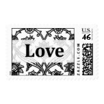 Black Damask Love Wedding Postage Stamps