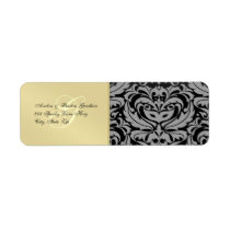 Black Damask Masquerade Halloween Address Labels