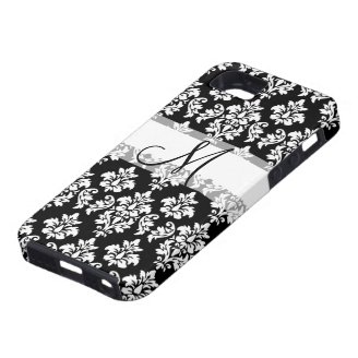 Black Damask Monogram iPhone 5 Casemate Case