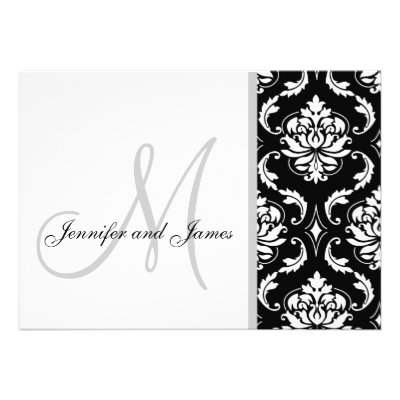 Black Damask Monogram Wedding Invitations