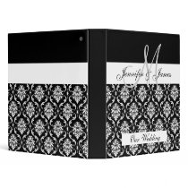 Black Damask Monogram Wedding Planner Binder