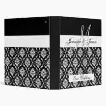 Black Damask Monogram Wedding Planner Binder