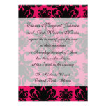 black damask on raspberry bold invitations
