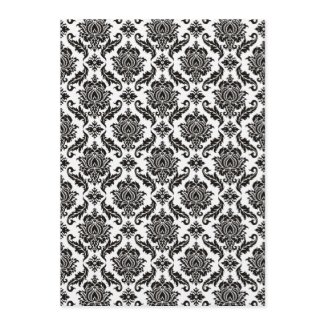 Black Damask On White Red Trim Wedding Program invitation