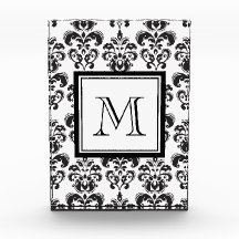 Black Damask Pattern 2 with Your Monogram Award