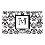 Black Damask Pattern 2 with Your Monogram Business Card