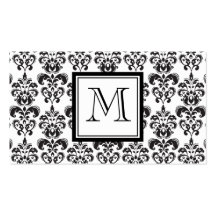 Black Damask Pattern 2 with Your Monogram Business Card