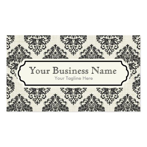 Black Damask Pattern Business Card (front side)