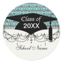 black damask pattern on pretty blue graduation