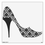 Black Damask Pattern Stiletto Heel Room Sticker