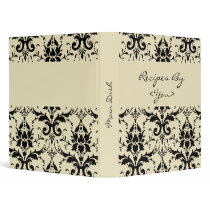 Black Damask Personalized Cook Book Recipe Binder