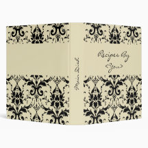 Black Damask Personalized Cook Book Recipe Binder
