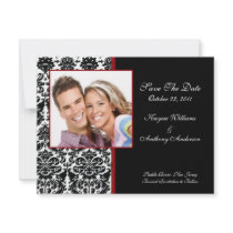 Black Damask Photo Save The Date Announcement