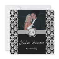Black Damask Photo Wedding Invitation invitation