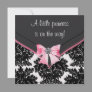 Black Damask Pink Bow Princess Baby Shower Personalized Invitations