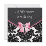 Black Damask Pink Bow Princess Baby Shower Personalized Invitations