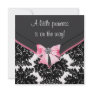 Black Damask Pink Bow Princess Baby Shower Personalized Invitations