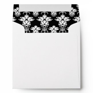 Black Damask Pink Bow Square Envelope envelope