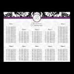 Black Damask Plum Trim Seating Chart Table Numbers