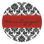 Black Damask & Red Envelope Seal Favor Sticker