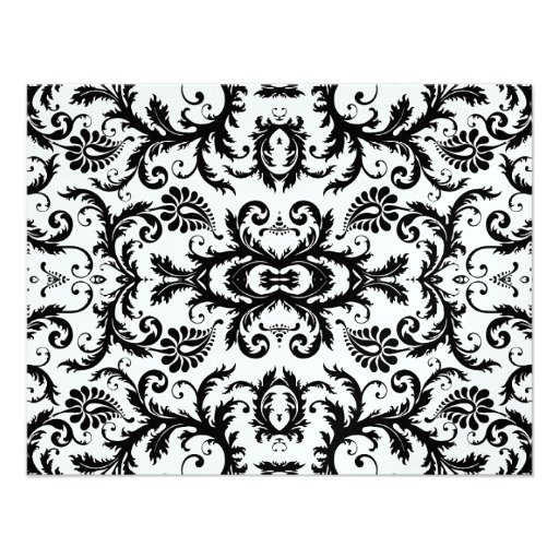 Black Damask Red Trim Gift Registry Wedding Custom Announcements