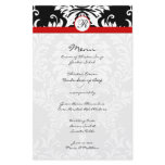 Black Damask Red Trim Wedding Menu Customized Stationery