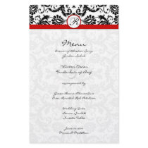 Black Damask Red Trim Wedding Menu Stationery