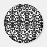 Black damask refrigerator magnet