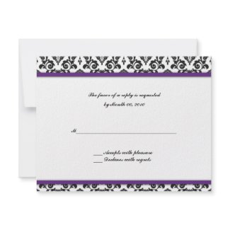 Black Damask Reply cards invitation