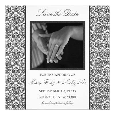Black Damask Save the Date Announcement