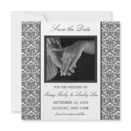 Black Damask Save the Date Announcement invitation
