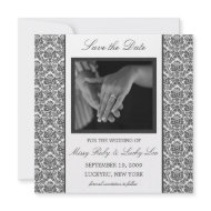 Black Damask Save the Date Announcement invitation