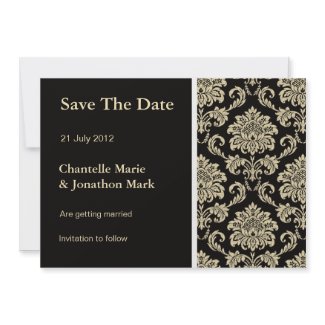 Black Damask Save The Date Card invitation
