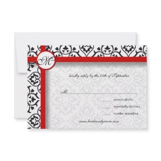 Black Damask Side Borders Red Trim Wedding