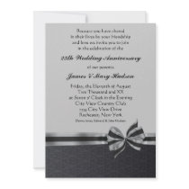Black Damask Silver 25th Anniversary Party Personalized Invites
