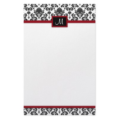 Black Damask stationery by PMCustomWeddings