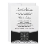 Black Damask Sweet Sixteen Party Invites