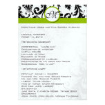 Black Damask Swirl Apple Green Wedding Program Custom Invites