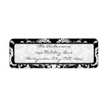 Black Damask Swirl Retrun Address Label